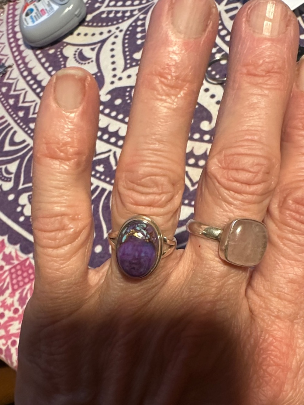 Sterling Silver Purple Mojave Oval Ring - Elegant Women's Jewelry